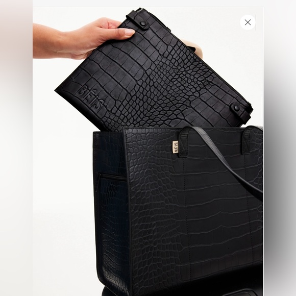EUC* BEIS Work Tote - Black Croc - Picture 5 of 15